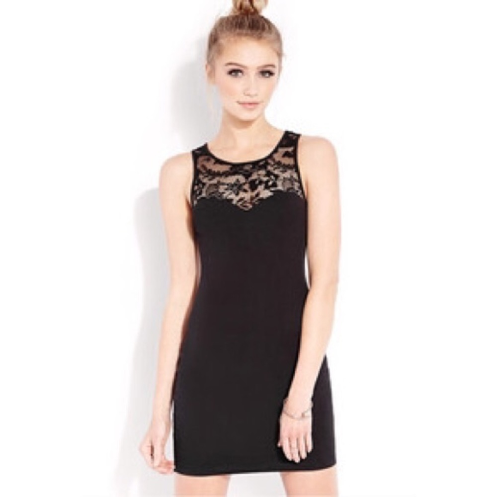 🆕 Forever 21 Black Sleeveless Body Con Lace Dress